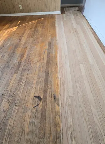 damage floor and sanded floor