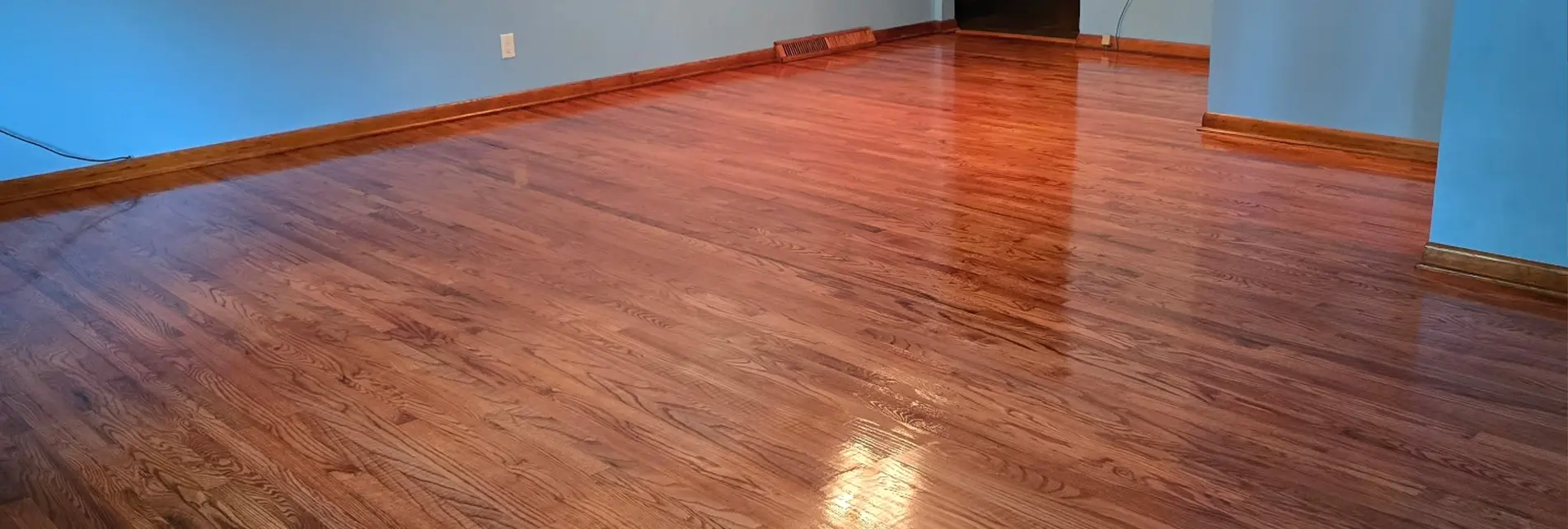 Hardwood floor that was sanded & refinished for a homeowner in Carbondale IL  